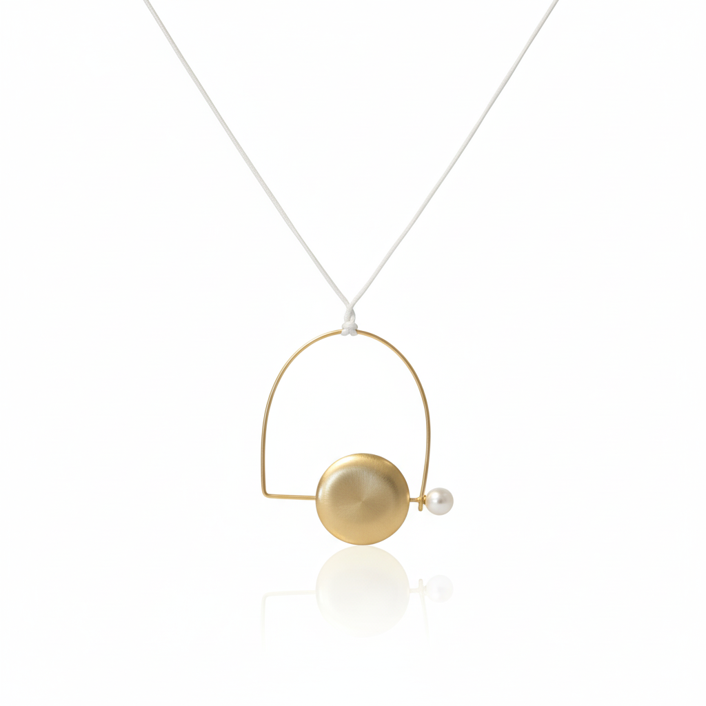 Gold Arc & Pearl Pendant